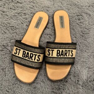 Steve Madden Women’s Knox Sandal St Barts Barths Woven Embroidered Slide.